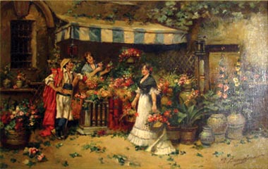 Flower Market painting